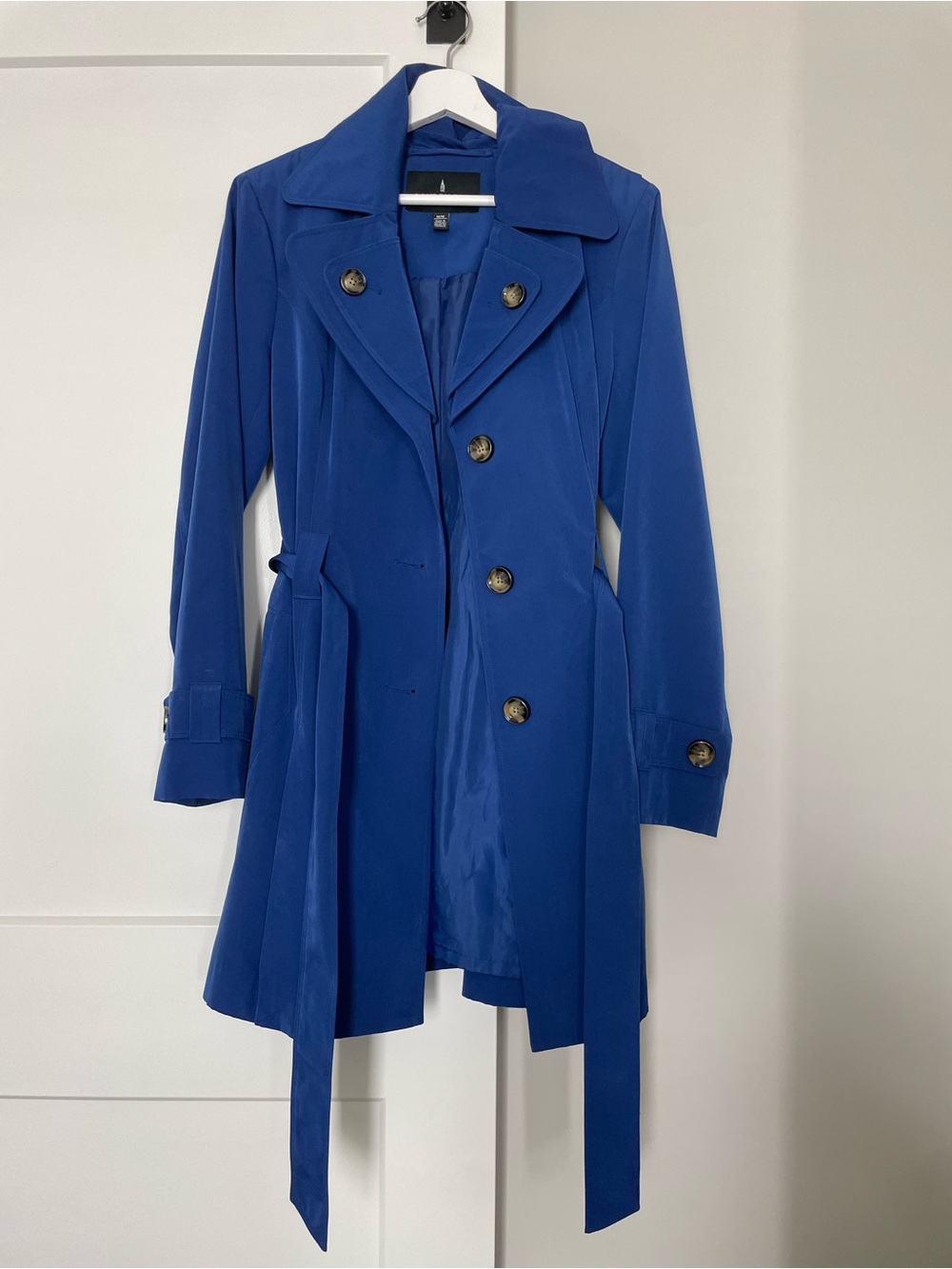 London Fog Royal Blue Hooded Rain Coat